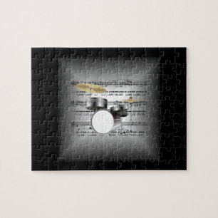 Drum-Set auf 3-D-Noten-Kissen-Silber & Black Puzzle