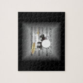 Drum-Set auf 3-D-Noten-Kissen-Silber & Black Puzzle (Vertikal)