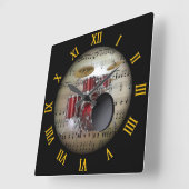 Drum Set ~ Background “The Musical Planet” * ~ Quadratische Wanduhr (Winkel)