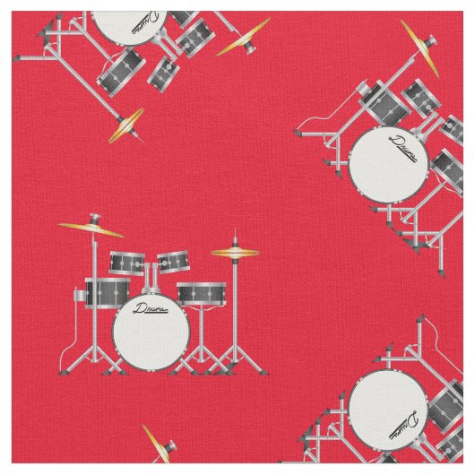 Drum Set Band Musical Musical Room Decke Rot Stoff (Nahaufnahme)