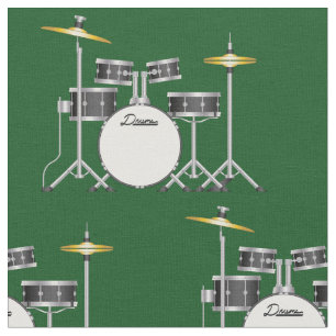 Drum Set Band Musical Musical Room Dekor Grün Stoff