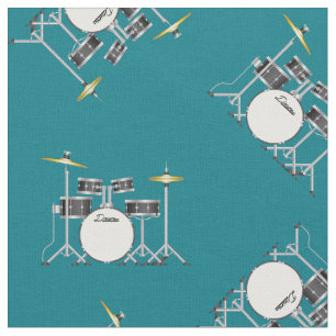 Drum Set Band Musikmusik Saal Dekoration Aquamarin Stoff