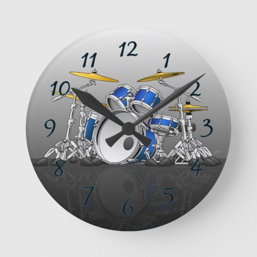 Drum Set Cartoon Runde Wanduhr (Vorderseite)