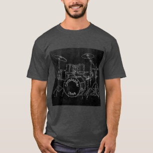 Drum Set Chalkboard Sketch Band oder Drummername T-Shirt