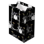 Drum Set Drummer Band Lehrer Musiker Mittlere Geschenktüte (Vorderseite Schrägansicht)