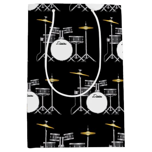 Drum Set Drummer Band Lehrer Musiker Mittlere Geschenktüte (Vorderseite)