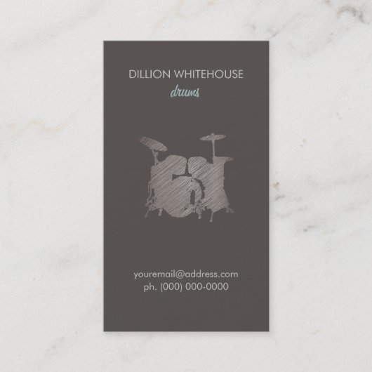 Drum Set Groon Business Card Visitenkarte (Vorderseite)