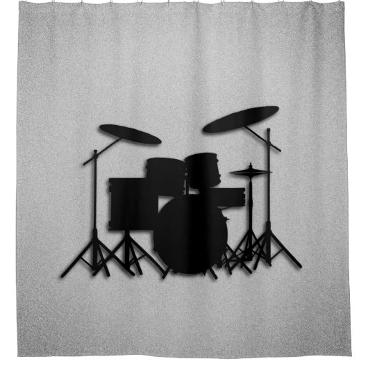 Drum Set Music Design Grau Duschvorhang (Vorderseite)