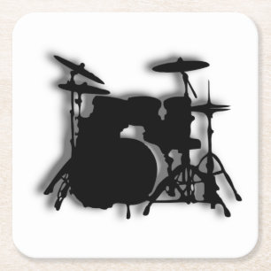 Drum Set Music Design Rechteckiger Pappuntersetzer