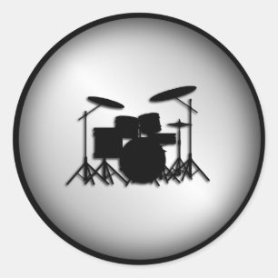 Drum Set Music Design Runder Aufkleber
