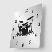 Drum Set Music Design Schwarze Zahlen Quadratische Wanduhr (Winkel)