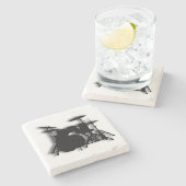 Drum Set Music Design Steinuntersetzer (Seitenansicht)