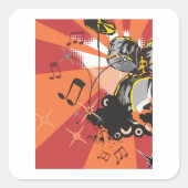 Drum Set Music Quadratischer Aufkleber (Vorderseite)