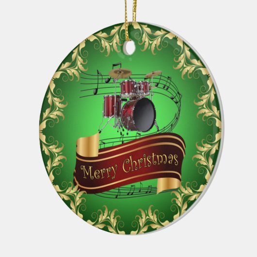 Drum Set ~ Musical Scroll ~ Frohe Weihnachten ~ * Keramik Ornament (Links)