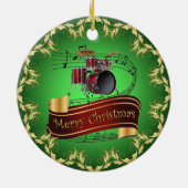 Drum Set ~ Musical Scroll ~ Frohe Weihnachten ~ *  Keramik Ornament (Hinten)