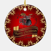 Drum Set ~ Musical Scroll ~ Frohe Weihnachten ~ * Keramik Ornament (Hinten)