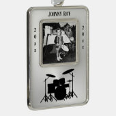 Drum Set Persönliches Foto Jahr Rahmen-Ornament Silber (Rechts)