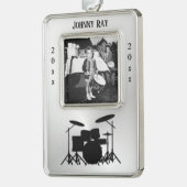 Drum Set Persönliches Foto Jahr Rahmen-Ornament Silber (Links)