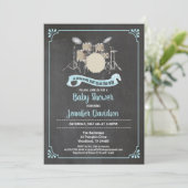 Drum Set Rockner Babydusche Einladung (Stehend Vorderseite)