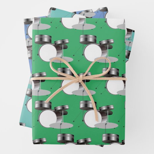 Drum Set Schlagzeug Musikalisches Design Geschenkpapier Set (Beispiel)