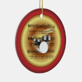 Drum Set~Sheet Music~Red/Green/Gold~Christmas~ Keramik Ornament (Rechts)