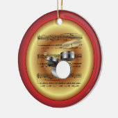 Drum Set~Sheet Music~Red/Green/Gold~Christmas~ Keramik Ornament (Links)