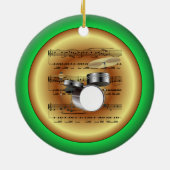 Drum Set~Sheet Music~Red/Green/Gold~Christmas~ Keramik Ornament (Hinten)
