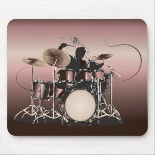 Drum Set und Drummer Playing Mousepad