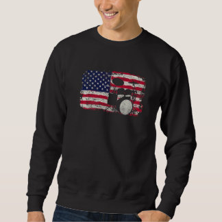 Drum Set USA Flag Drummer Music Drumming Sweatshirt