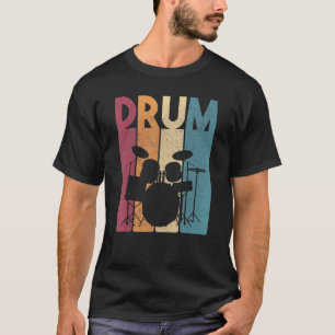 Drum Set Vintag Rock Music Retro Drummer T-Shirt