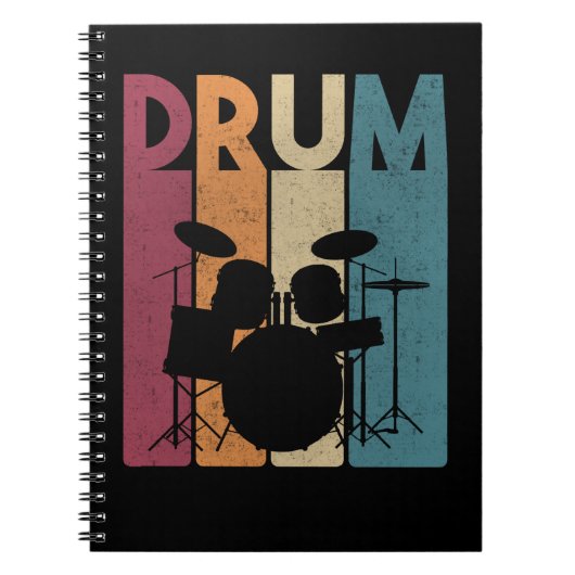 Drum Set Vintage Rock Music Retro Drummer Notizblock (Vorderseite)