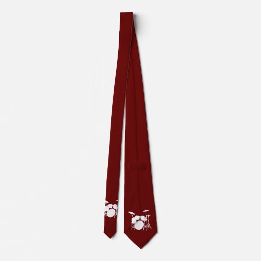 Drum Set Weiße Silhouette Necktie Krawatte (Rückseite)