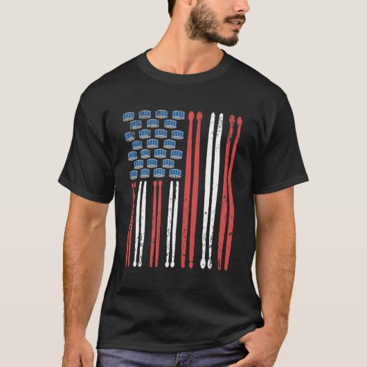 Drum Sticks American Flag Drumming Schlagzeug T-Shirt (Vorderseite)