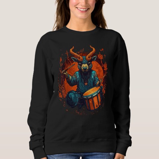 Drum Sticks Goat Drummer Kit Sweatshirt (Vorderseite)