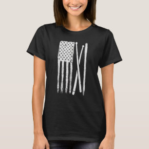 Drum Sticks Usa Flag Drummer Musiker Spaß T-Shirt