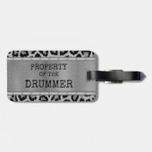 Drum Tag Property of Drummer Drumming Schlagzeug Gepäckanhänger (Rückseite horizontal)
