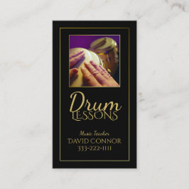 Drum Teacher Drummer Classic Black Business Card Visitenkarte