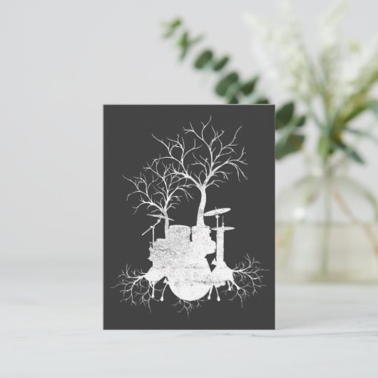 Drum Tree Nature Lover Drummer Art Postkarte (Stehend Vorderseite)