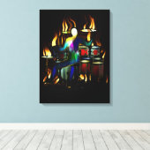 Drum Typ spielt sein Drum Set Leinwanddruck (Insitu (Holzboden))