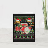 Drum Ugly Christmas Sweater Musical Drum Player Dr Karte (Vorderseite)