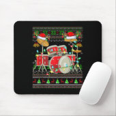 Drum Ugly Christmas Sweater Musical Drum Player Dr Mousepad (Mit Mouse)