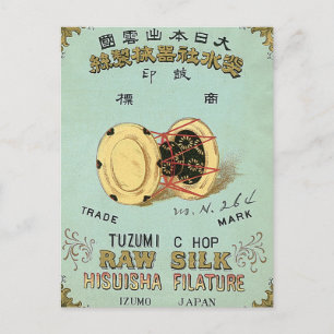 Drum Vintages japanisches Seidenlabel Postkarte