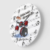 Drum - Without Music Life Would B Flat Wall Clock Große Wanduhr (Winkel)