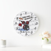Drum - Without Music Life Would B Flat Wall Clock Große Wanduhr (Zuhause)