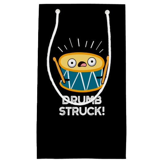 Drumb Struck Funny Drummer Drum Pun Dark BG Kleine Geschenktüte (Vorderseite)