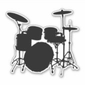 Drumbeat Delight: Drum Kit Silhouette Aufkleber (Vorderseite)