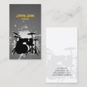 Drumkit Silhouette Spritzer Grau Visitenkarte (Vorne/Hinten)