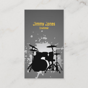 Drumkit Silhouette Spritzer Grau Visitenkarte