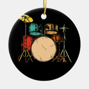 Drumline Drumset Vintag Drummer Keramik Ornament