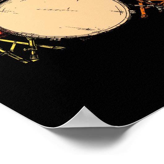 Drumline Drumset Vintag Drummer Poster (Ecke)